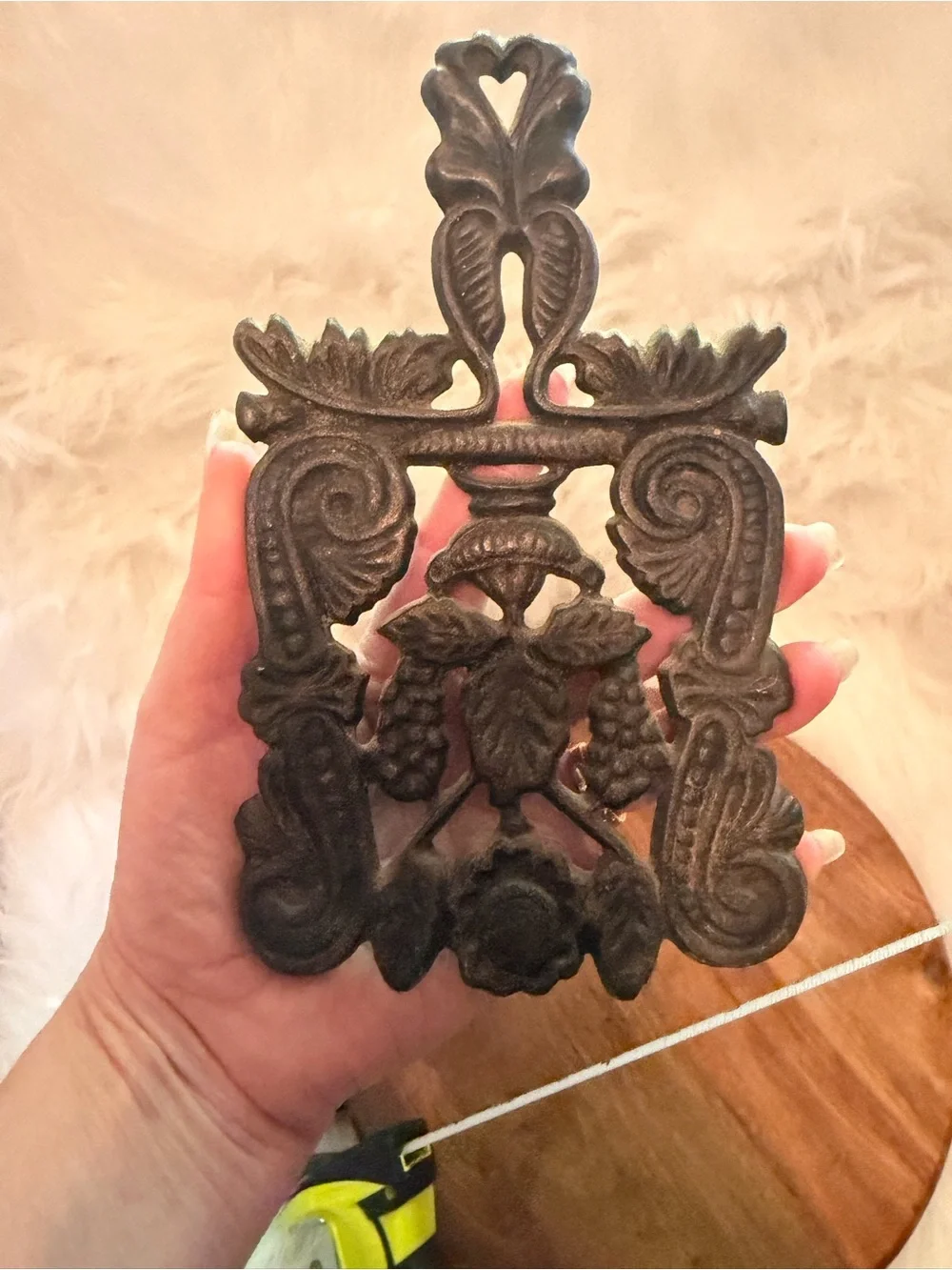 Hand Forged Decorative Wall Hook - Dark Bronze Cast Iron